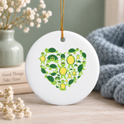 Turtle Heart Ocean Animal Lover Glass Ornament - Material: Circle Ceramic Ornament