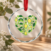 Turtle Heart Ocean Animal Lover Glass Ornament - Material: Circle Glass Ornament