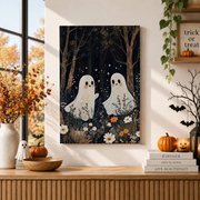 Two Ghosts In Field Vintage Poster Dark Academia Gothic Halloween Wall Art Print - Format: Stretched Canvas