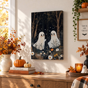 Two Ghosts In Field Vintage Poster Dark Academia Gothic Halloween Wall Art Print - Format: Stretched Canvas