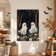 Two Ghosts In Field Vintage Poster Dark Academia Gothic Halloween Wall Art Print - Format: Unframed Paper Poster