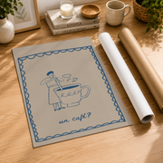 Un Caf� Wall Art French Coffee Poster Aesthetic Coffee Corner Espresso Bar Cart Kitchen Decor - Format: Rolled Canvas