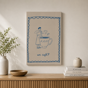 Un Caf� Wall Art French Coffee Poster Aesthetic Coffee Corner Espresso Bar Cart Kitchen Decor - Format: Stretched Canvas