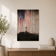 USA Flag Wooden Cross Wall Art Patriotic Poster Modern Home Decor - Format: Unframed Paper Poster