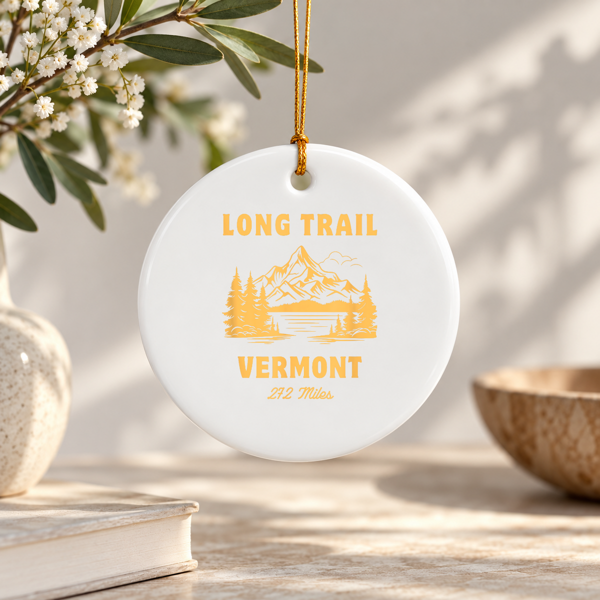 Vermont Long Trail Hiking Camping Ceramic Ornament - Material: Circle Ceramic Ornament