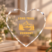 Vermont Long Trail Hiking Camping Ceramic Ornament - Material: Heart Glass Ornament