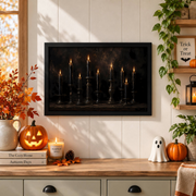 Vintage Black Candle Gothic Halloween Poster Moody Spooky Bathroom Wall Art - Format: Black Framed Poster