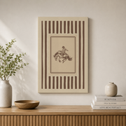 Vintage Cowboy Nursery Wall Art Bucking Bronco Sketch Western Baby Boy Poster - Format: Stretched Canvas