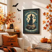 Vintage Halloween Party Poster Retro Trick Or Treat Nostalgic Seasonal Wall Art Print - Format: Black Framed Poster
