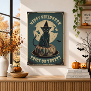 Vintage Halloween Party Poster Retro Trick Or Treat Nostalgic Seasonal Wall Art Print - Format: Stretched Canvas