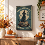 Vintage Halloween Party Poster Retro Trick Or Treat Nostalgic Seasonal Wall Art Print - Format: Stretched Canvas