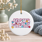 Vintage Jesus Freak Christian Bible Glass Ornament - Material: Circle Ceramic Ornament