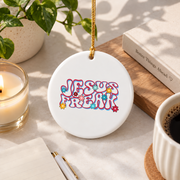 Vintage Jesus Freak Christian Bible Glass Ornament - Material: Circle Ceramic Ornament