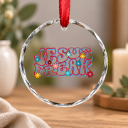 Vintage Jesus Freak Christian Bible Glass Ornament - Material: Circle Glass Ornament