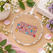 Vintage Jesus Freak Christian Bible Glass Ornament - Material: Circle Glass Ornament
