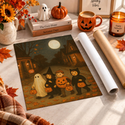 Vintage Trick Or Treat Halloween Poster Retro Pumpkin Night Seasonal Wall Art Print - Format: Rolled Canvas
