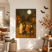 Vintage Trick Or Treat Halloween Poster Retro Pumpkin Night Seasonal Wall Art Print - Format: Unframed Paper Poster