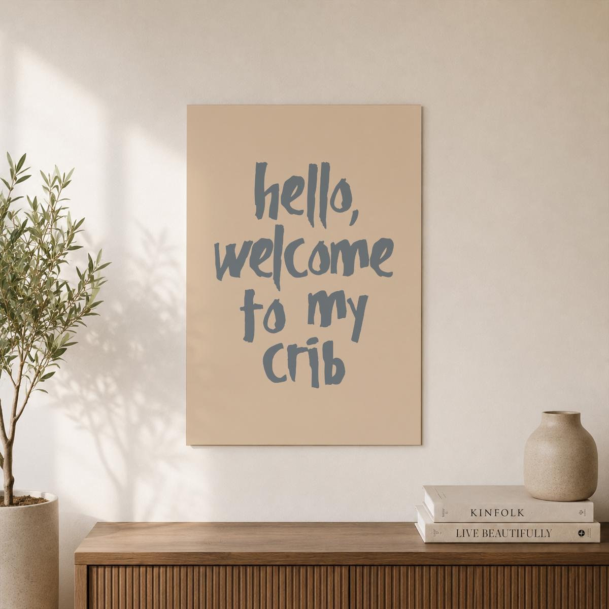 Welcome To My Crib Wall Art Blue Beige Coastal Typography Poster Beachy Girly Ocean Decor - Format: Unframed Paper Poster
