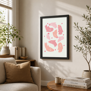 Western Halloween Ghost Wall Art Pink Ghost Poster Trendy Cute Spooky Preppy Decor - Format: Black Framed Poster
