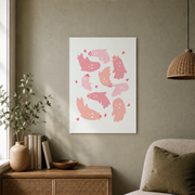 Western Halloween Ghost Wall Art Pink Ghost Poster Trendy Cute Spooky Preppy Decor - Format: Unframed Paper Poster