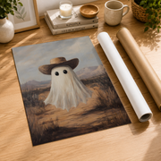 Western Halloween Wall Art Spooky Ghost Poster Southwestern Cowboy Ghost Print - Format: Rolled Canvas