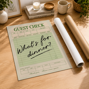 What�s For Dinner Wall Art Guest Check Sage Green Kitchen Poster Funny Dopamine Decor Trendy Home Decor Unframed - Format: Rolled Canvas