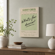 What�s For Dinner Wall Art Guest Check Sage Green Kitchen Poster Funny Dopamine Decor Trendy Home Decor Unframed - Format: Stretched Canvas