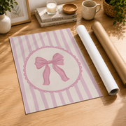 Whimsical Pink Bow Wall Art Coquette Girly Nursery Poster Trendy Home Decor Cute Ribbon Print UNFRAMED - Format: Rolled Canvas