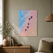 Whimsical Sea Turtle Wall Art Soft Pink Coastal Poster Tropical Beach Animal Decor Ocean Theme Print Unframed - Format: Unframed Paper Poster