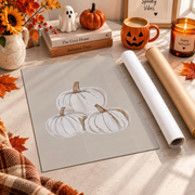 White Pumpkin Halloween Print Trendy Fall Office Decor Minimalist Seasonal Wall Art - Format: Rolled Canvas
