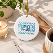 Winter Holiday Retro Aesthetic Cozy Snow Vibes Glass Ornament - Material: Circle Ceramic Ornament