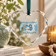 Winter Holiday Retro Aesthetic Cozy Snow Vibes Glass Ornament - Material: Heart Glass Ornament