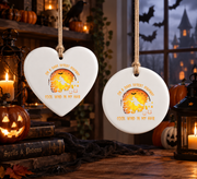 Witch Halloween Ornament with Spooky Highway Theme Glass Ornament - Material: Circle Ceramic Ornament