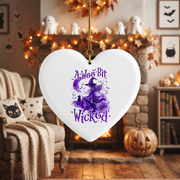 Witch Moon Bats Halloween Ornament with Spooky Night Design Glass Ornament - Material: Heart Ceramic Ornament