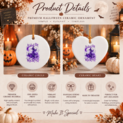 Witch Moon Bats Halloween Ornament with Spooky Night Design Glass Ornament - Material: Heart Ceramic Ornament