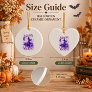 Witch Moon Bats Halloween Ornament with Spooky Night Design Glass Ornament - Material: Heart Ceramic Ornament
