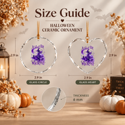 Witch Moon Bats Halloween Ornament with Spooky Night Design Glass Ornament - Material: Heart Glass Ornament