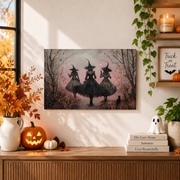 Witches Halloween Wall Art Pink Preppy Landscape Poster Witchy Seasonal Decor - Format: Unframed Paper Poster