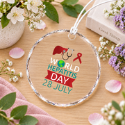 World Hepatitis Awareness Day Ribbon Design Glass Ornament - Material: Circle Glass Ornament