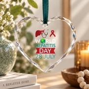 World Hepatitis Awareness Day Ribbon Design Glass Ornament - Material: Heart Glass Ornament