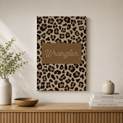 Wrangler Leopard Western Wall Art Retro Cowboy Poster Southwestern Aesthetic Dorm Room Decor - Format: Stretched Canvas