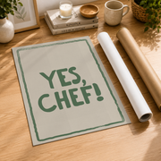 Yes Chef Wall Art Hand Drawn Typography Kitchen Poster Trendy Interior Design Decor - Format: Rolled Canvas