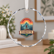 Yosemite Half Dome Hiking Adventure Ceramic Ornament - Material: Circle Glass Ornament