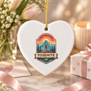 Yosemite Half Dome Hiking Adventure Ceramic Ornament - Material: Heart Ceramic Ornament