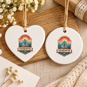 Yosemite Half Dome Hiking Adventure Ceramic Ornament - Material: Heart Ceramic Ornament