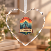 Yosemite Half Dome Hiking Adventure Ceramic Ornament - Material: Heart Glass Ornament