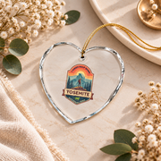 Yosemite Half Dome Hiking Adventure Ceramic Ornament - Material: Heart Glass Ornament