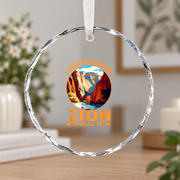 Zion Narrows Hiking Adventure Souvenir Ceramic Ornament - Material: Circle Glass Ornament