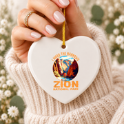 Zion Narrows Hiking Adventure Souvenir Ceramic Ornament - Material: Heart Ceramic Ornament