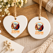 Zion Narrows Hiking Adventure Souvenir Ceramic Ornament - Material: Heart Ceramic Ornament